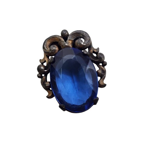 Vintage Early Faceted Glass Fur Clip (A4892) - Picture 1 of 4